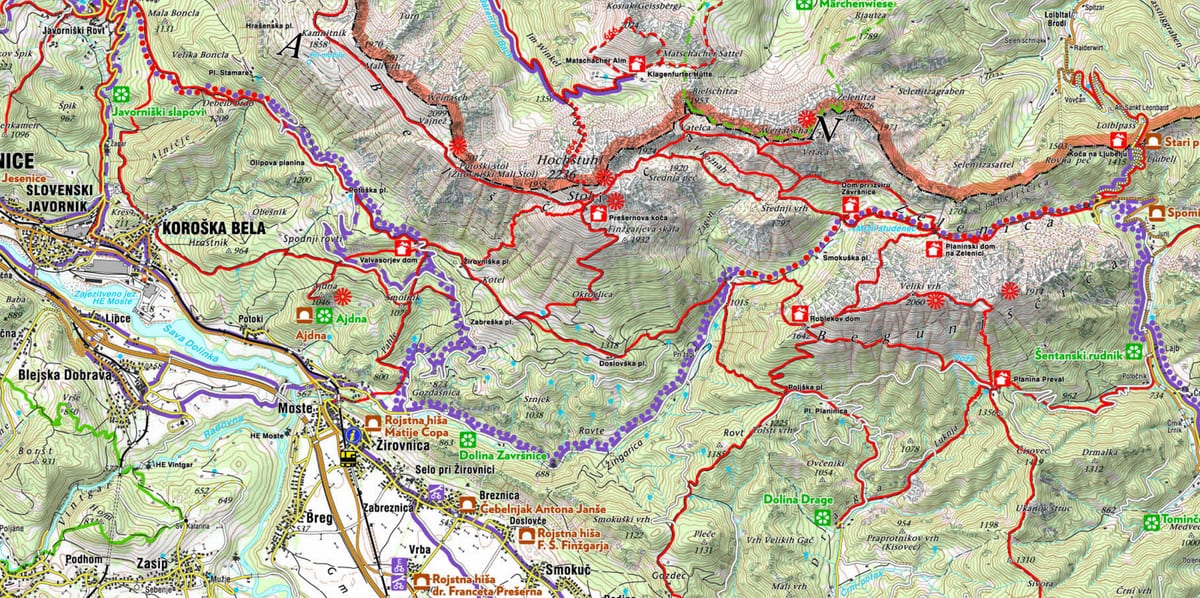 Mapa Slovinské alpy
