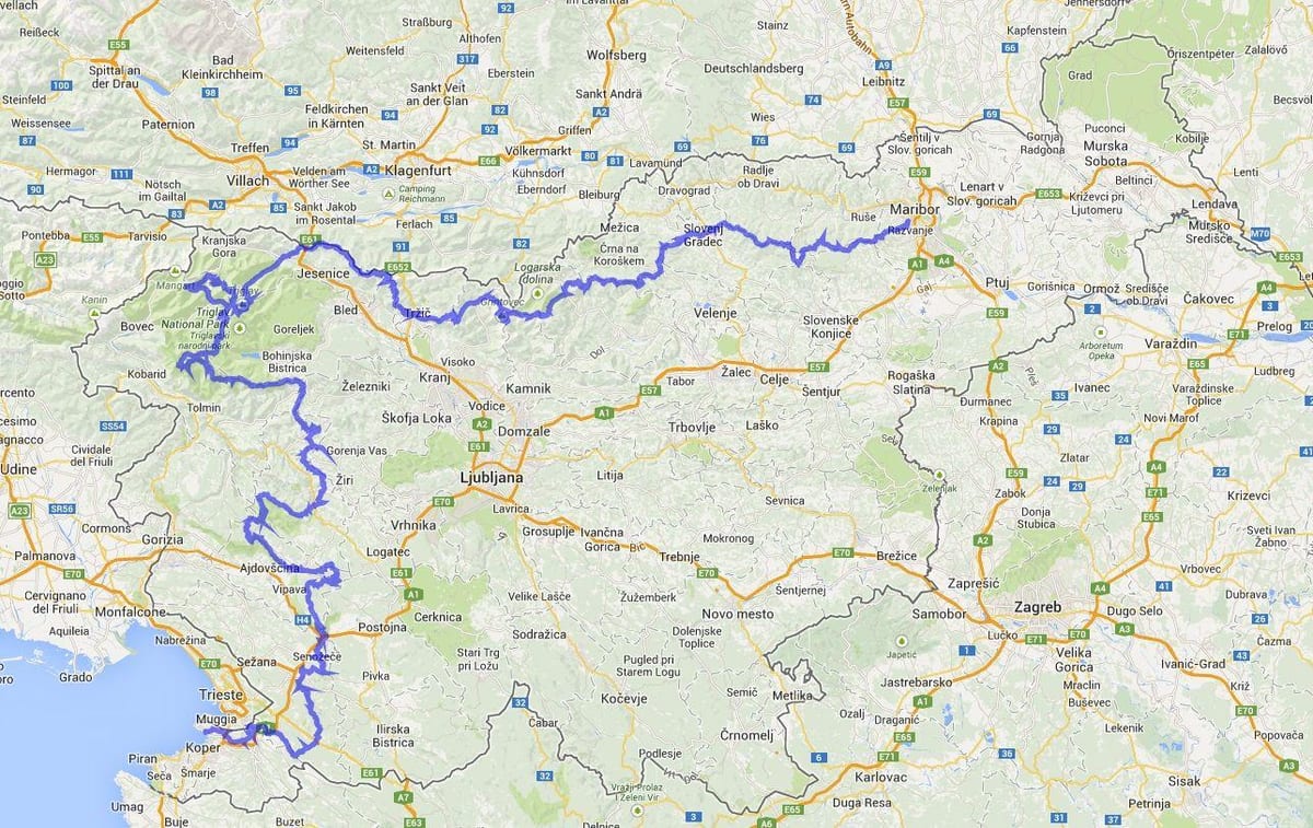 Mapa Slovinský horské chodníky