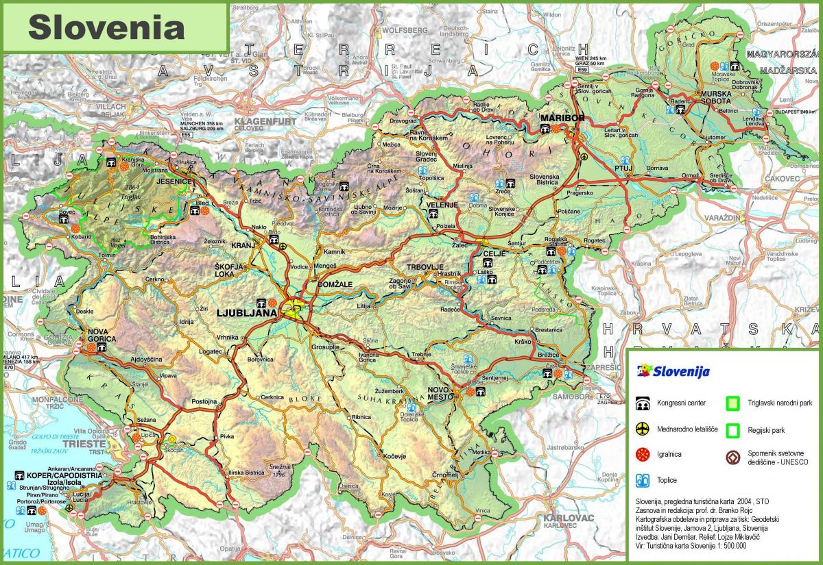 Mapa Slovinska cesty
