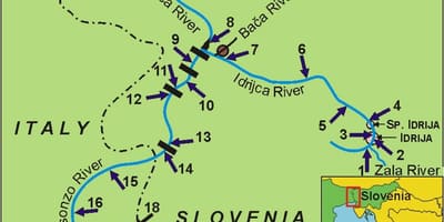 Mapa rieky soca Slovinsko