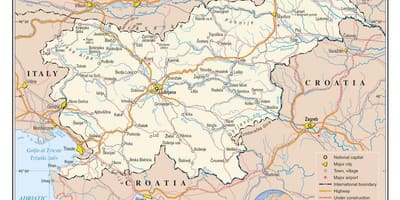 Mapa Slovinska letiská