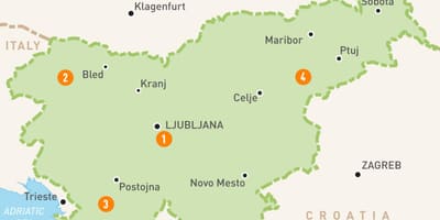 Mapa Slovinska regiónov